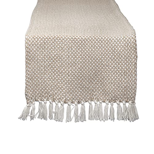 DII Woven Basics Collection Tischläufer, 100 % Baumwolle, gestrickt, 15 x 108 cm, Stein von DII