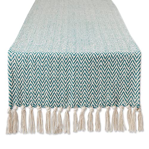 DII Woven Basic Tabletop Collection Chevron Tischläufer, 15 x 72 cm, Blaugrün von DII