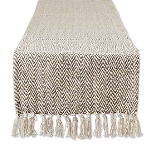 DII Woven Basic Tabletop Collection Tischläufer, Chevron-Design, Baumwolle, Dunkelbraun, 15x108 von DII