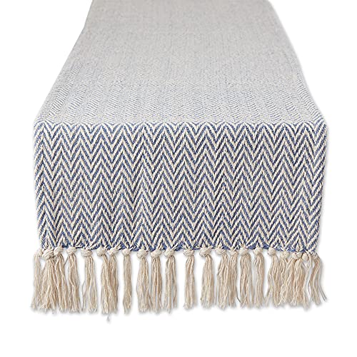 DII Woven Basic Tabletop Collection Tischläufer, Chevron-Design, Baumwolle, Steinblau, 15x108 von DII