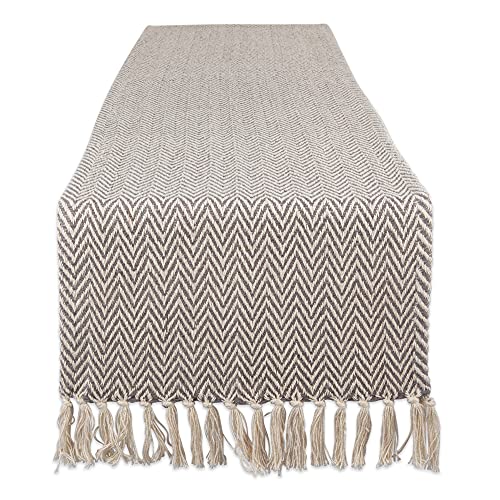 DII Woven Basic Tabletop Collection Tischläufer, Chevron-Design, Baumwolle, grau, 15x108 von DII