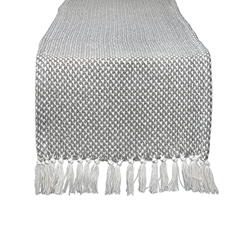 DII Woven Basics Collection Tischläufer, 100 % Baumwolle, gestrickt, 38 x 274 cm, Grau von DII