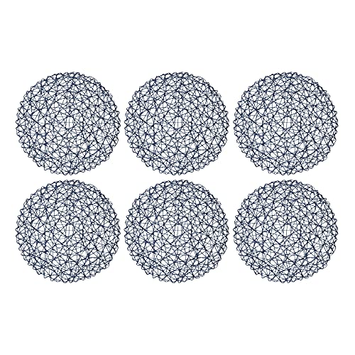 DII Woven Paper Tabletop Collection Dekoration für Feiertage oder Veranstaltungen, Holz, blau (French Blue), Reversible Round Placemat Set, 15" Dia von DII