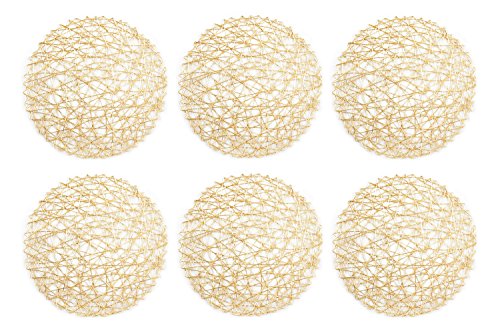 DII Woven Paper Tabletop Collection Urlaubs-oder Veranstaltungsdekoration, Holz, Gold, Reversible Round Placemat Set, 15" Dia, 6 DII Woven Paper Tabletop Collection Urlaubs-oder Veranstaltungsdekoration, Holz, Gold, Reversible Round Placemat Set, 15" Dia, 6 von DII