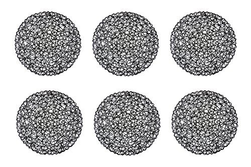 DII Woven Paper Tabletop Collection Urlaubs-oder Veranstaltungsdekoration, Holz, Schwarz, Reversible Round Placemat Set, 15" Dia, 6 von DII