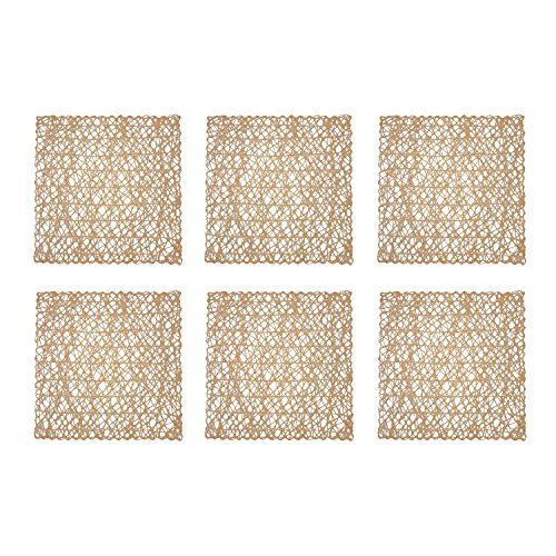 DII Woven Paper Tabletop Collection Urlaubs-oder Veranstaltungsdekoration, Papier, Taupe, Reversible Square Placemat Set, 16x16, 6 von DII
