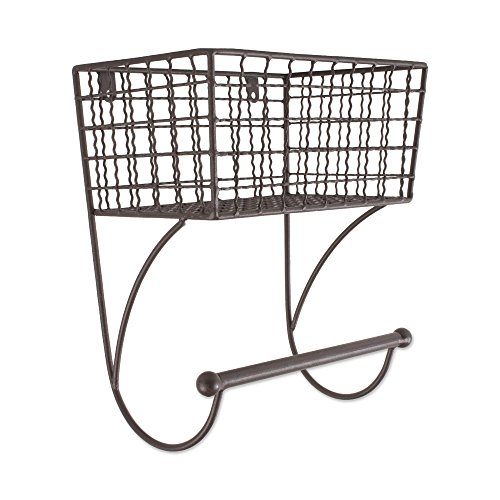 DII Z02227 Rustikales Wandregal aus Metall mit Handtuchstange, klein, Small Towel Bar von DII