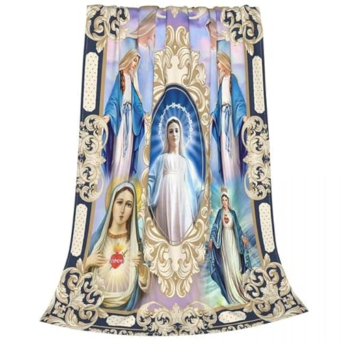 Jesus Jungfrau Maria Christlich Katholische Decken Warm und bequem, weich im Griff Fleece Frühling Herbst Warme Überwurfdecke für Zuhause Decke 150x200cm von DIICMA