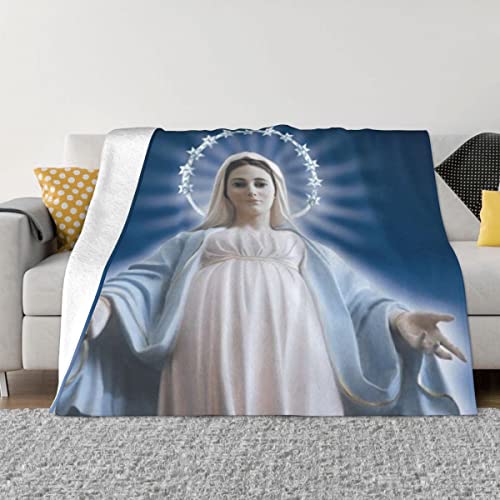 Jesus Jungfrau Maria Decke Weich im Griff, warm und bequem, Fleece-Textil-Dekor, tragbare, weiche Überwurfdecke für Bettdecken, Tagesdecke, 130 x 150 cm von DIICMA