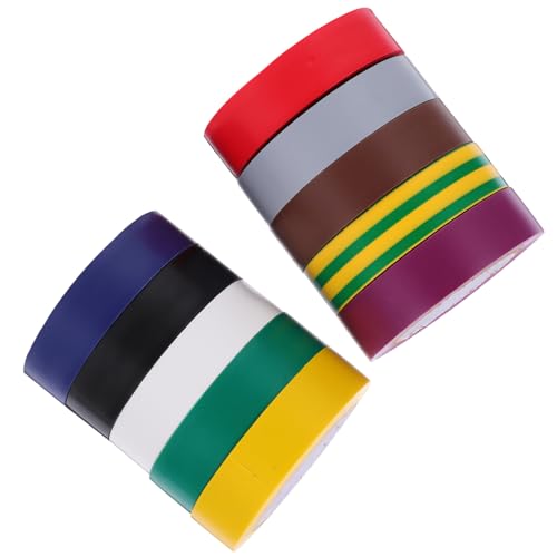 DIKACA 10 Rollen Farbiges Isolierband Elektriker PVC Klebeband mit Hoher Haftung für Elektrische Isolierung Auto Kabelmarkierung und Hohe Temperaturbeständigkeit von DIKACA