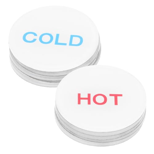 DIKACA 10 Stück Teiliges Acryl Heiß kalt wasser Aufkleber für Hotels Selbstklebende Wasserhahn etiketten Kleine Wasserfeste Badbeschilderung Klare Hot cold Markierungen für Waschbecken von DIKACA
