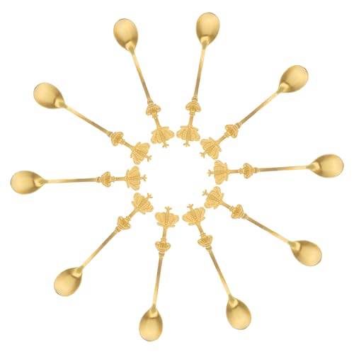 DIKACA 10 Stück Teiliges Edelstahl Kaffeelöffel Elegantes Design Luxuriöses Rührbesteck Mini Dessert Espressolöffel für Kaffee Tee Eiscreme Geeignet von DIKACA