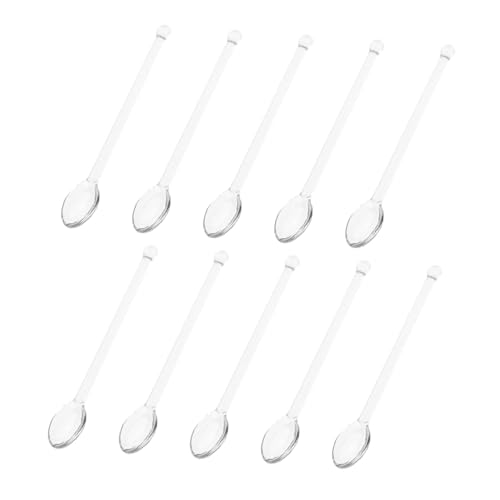 DIKACA 10 Stück Teiliges Hitzebeständiger Glasrührlöffel Transparente Teelöffel Robuste Glasmischlöffel für Kaffee Tee Milch Elegantes Design für Zuhause und Party von DIKACA