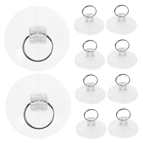 DIKACA 10 Stück Teiliges Transparent Stark Haftend mit Metallring Wiederverwendbar Markenfrei für Glas Fenster Fliesen Bad und Tür Schadstofffrei Einfach zu Entfernen ohne Rückstände von DIKACA