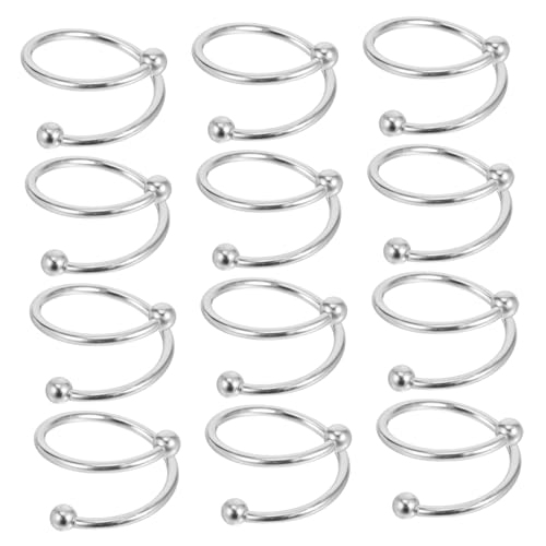 DIKACA 12 Stück Teiliges Serviettenringe aus Metall Silberfarbene Spiral-doppelperlen-Design Serviettenhalter für Stoffservietten Rutschfester Halt Stilvolle Tischdeko für Hochzeiten von DIKACA