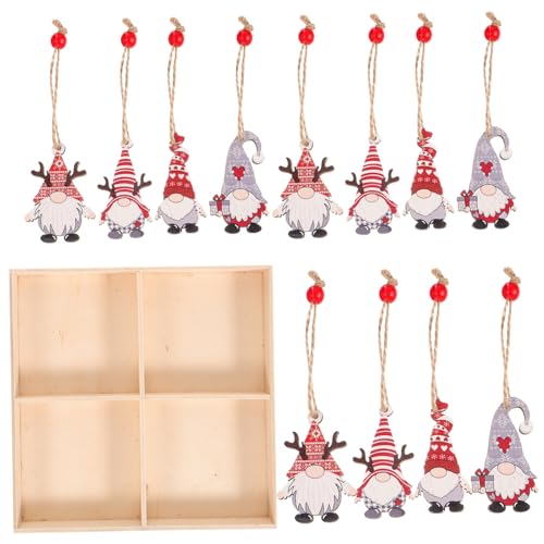 DIKACA 12 Stück Weihnachtsbaum -Ornamente Topper Für Gnom Weihnachtsschmuck Zwerg Party Christbaumschmuck Mini Hängend Gnom -Ornamente Weihnachtsschmuck Ornamente Hanfseil von DIKACA