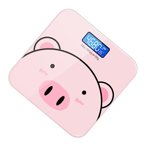 DIKACA 1Pc Digitale Personenwaage Körper Erwachsene Digitalwaage Küche LED Anzeige Badezimmer Digitalwaage Für Cartoon Gewichtswaage Gehärtetes Rosa von DIKACA