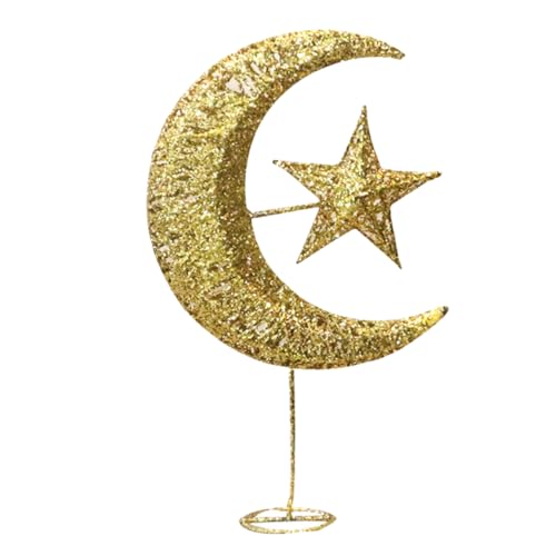 DIKACA 1stk Baumwipfelstern Eid Mubarak Lampe Glitzernde Baumspitze Stern Baumspitze Ramadan-Stern-dekor Monddekor Als Tischplatte Ramadan-lichtdekor Schmiedeeisen Sternform Baumschmuck von DIKACA