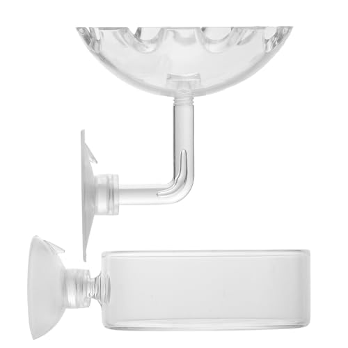 DIKACA 2 STÜCK Garnelen Futterbecken mit Saugnapf Transparentes Aquarium Futtertablett aus Glas und Acryl Geeignet für Süß Salzwasseraquarien Einfach zu Befestigen Praktisches Garnelen von DIKACA