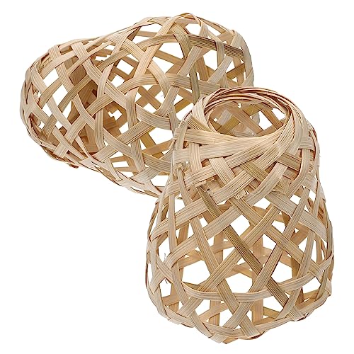 DIKACA 2 Stück Bamboo Lampenschirm Set Kleiner Lampenschirm für Tischlampe Stehlampe und Pendelleuchte Helle Weiche Beleuchtung für Wohnzimmer und Schlafzimmer Einfache Installation Deko von DIKACA