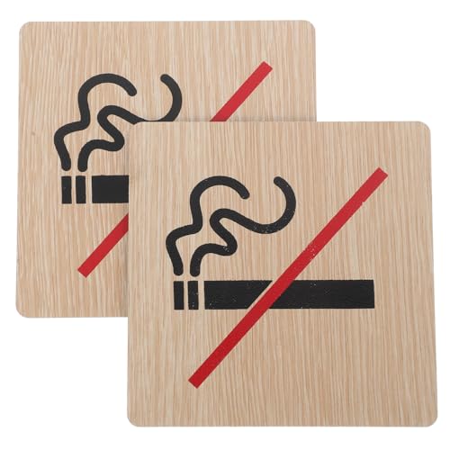 DIKACA 2 Stück Holz No Smoking Schild Robustes Rauchverbotsschild mit Klarem Verbotssymbol für Büro Hotel Innen und Außenbereich Handgefertigtes Nichtraucher Warnschild aus Langlebigem von DIKACA