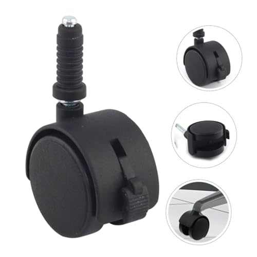 DIKACA 2 Stück Möbelrollen mit Bremse Kunststoff Lenkrollen für Bürostühle Ersatzräder für Teppichboden und Hartböden Einfache Installation Stabile Büro Stuhlrollen von DIKACA