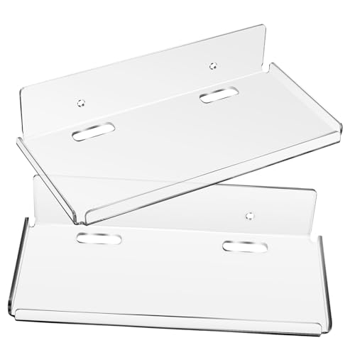 DIKACA 2 Stück Multifunktionale Acryl Wandregale Transparente Selbstklebende Schwebende Regale ohne Bohren Kratzfreie Montage für Wohnzimmer Schlafzimmer Bad Vielseitige von DIKACA