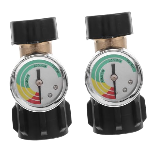 DIKACA 2 Stück Teiliges Gasflaschenadapter mit Präzisem Manometer Wetterfeste Umrüstkupplung für Gasgrill Camping BBQ Langlebiger Druckmesser für Flüssiggas-Zylinder von DIKACA