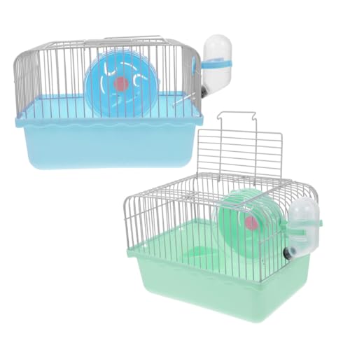 DIKACA 2 Stück Teiliges Hamstertransportkäfig Laufrad Robuster Kleintierkäfig aus Kunststoff und Sicherer Handtragekäfig für Hamster Mäuse Frettchen für Outdoor-Reisen von DIKACA
