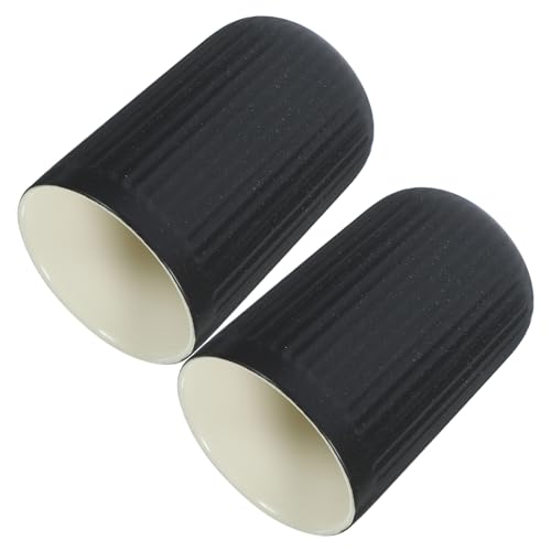 DIKACA 2 Stück Teiliges Zahnbürstenbecher aus Wiederverwendbarer Keramik Rutschfester Zahnputzbecher mit Vintage linienmuster Kompakt und Robust für Bad Reise und Camping von DIKACA