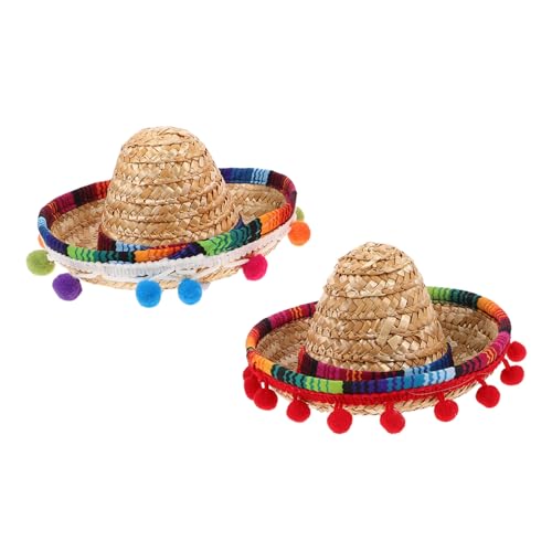DIKACA 2 Stück Verstellbare Mini Sombrero Partyhüte für Katzen und Kleine Hunde Mexikanisches Festtags-Design Flexibel Passend für Geburtstagsfeiern und Fotoaufnahmen von DIKACA