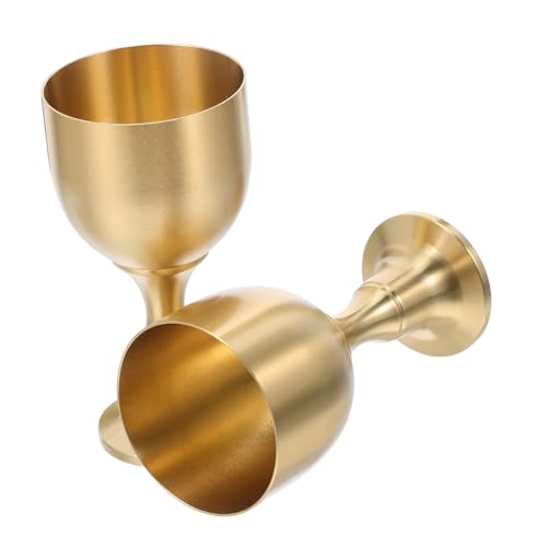 DIKACA 2 Stück Vintage Messing Goldener Trinkbecher Mittelalterlicher Weinkelch Kommunion für Hochzeit Party Dekoration Ritual von DIKACA