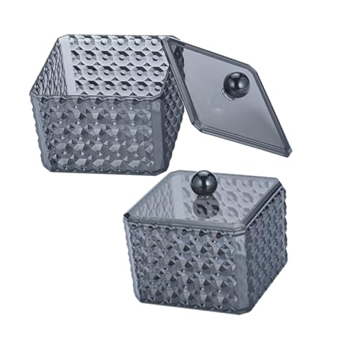 DIKACA 2 Stück Wattepad Wattestäbchen-Aufbewahrungsbox aus Robustem mit Transparentem Deckel und Diamantstruktur Moderner Organizer für Badezimmer und Schminktisch Feuchtigkeitsgeschützt DIKACA 2 Stück Wattepad Wattestäbchen-Aufbewahrungsbox aus Robustem mit Transparentem Deckel und Diamantstruktur Moderner Organizer für Badezimmer und Schminktisch Feuchtigkeitsgeschützt von DIKACA