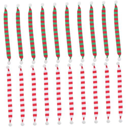 DIKACA 20 Stück Teiliges Mini Weihnachtsschal Zarte Gestrickte DIY Puppenschals in Rot Grün und Rot Weiß Weiche Festliche Dekoration für Schneemann und Bär Figuren von DIKACA