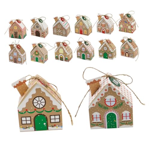 DIKACA 24 Stück Teiliges Adventskalender Hausform Einfache Montage Wiederverwendbare Weihnachtsgeschenkboxen für Snacks Süßigkeiten und Party Mitgebsel Festliches Design für Feiertage von DIKACA