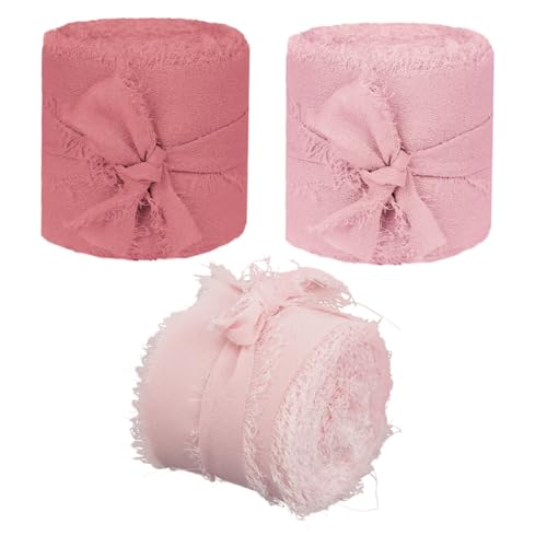 DIKACA 3 Rollen Breites Chiffonband mit Fransen Hochzeitseinladung Schleifenband Brautstrauß Dekoband für Blumenarrangements Candy Verpackung Shower DIY DIKACA 3 Rollen Breites Chiffonband mit Fransen Hochzeitseinladung Schleifenband Brautstrauß Dekoband für Blumenarrangements Candy Verpackung Shower DIY von DIKACA