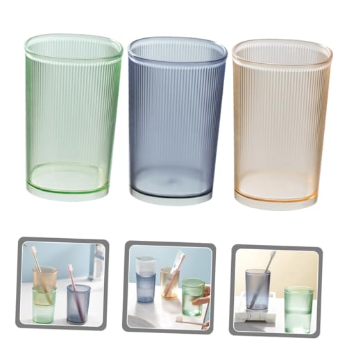 DIKACA 3 Stück Teiliges Mundspülbecher Stapelbare Transparente Zahnputzbecher in Grün Gelb Blau Multifunktionale Reise Haushaltsbecher Platzsparend Leicht Bpa frei von DIKACA