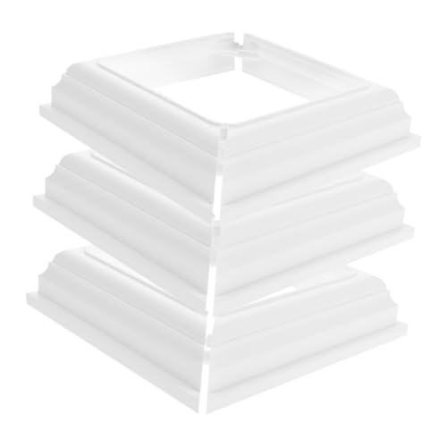 DIKACA 3 Stück Teiliges PVC Post Base Cover Weiß Geteilte Dekorative Pfostenabdeckung für Terrassen und Veranda Geländer Witterungsbeständig Einfach zu Montieren Robust und Langlebig von DIKACA