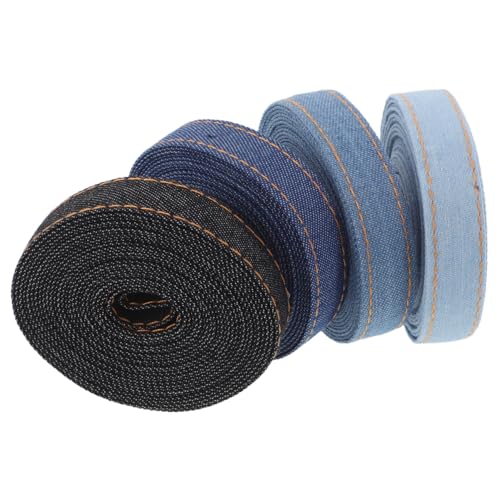 DIKACA 4 Rollen Teiliges Denim Band Jeansstoff Bänder Je Robustes Nähzubehör für DIY Basteln Haarschleifen Kleidungsstücke Partydekoration DIKACA 4 Rollen Teiliges Denim Band Jeansstoff Bänder Je Robustes Nähzubehör für DIY Basteln Haarschleifen Kleidungsstücke Partydekoration von DIKACA