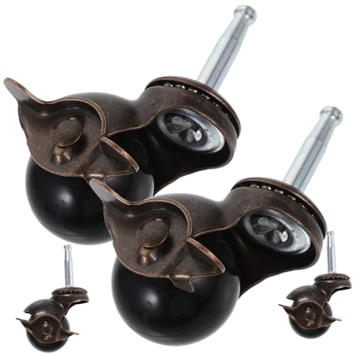 DIKACA 4 Sätze Möbelrollen mit Bremse Vintage Lenkrollen mit Gewindebolzen X für Bürostuhl Ersatz Geeignet für Holzböden Home Office Zubehör von DIKACA