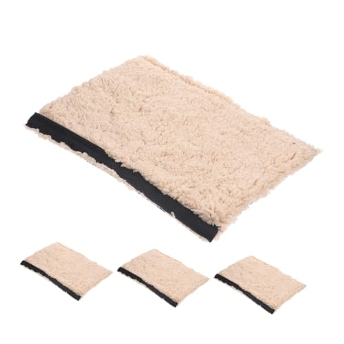 DIKACA 4 Stück Bürostuhl Armlehnenpolster Beige Weiche Antirutsch-armauflagen aus Lammfell für Senioren Behinderte Komfortable Druckentlastung und Wärmeisolierung von DIKACA