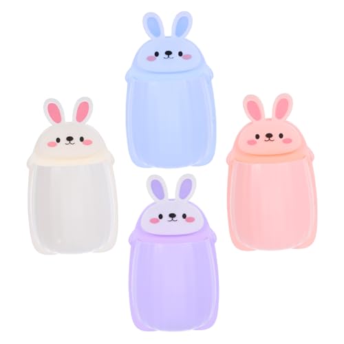 DIKACA 4 Stück Teiliges Wandregal Bunny Design Selbstklebend Ohne Bohren Material Wandaufbewahrung für Bad Küche und Unterschrank Cartoon Hängende Organizer Bins Blau Rosa Weiß von DIKACA