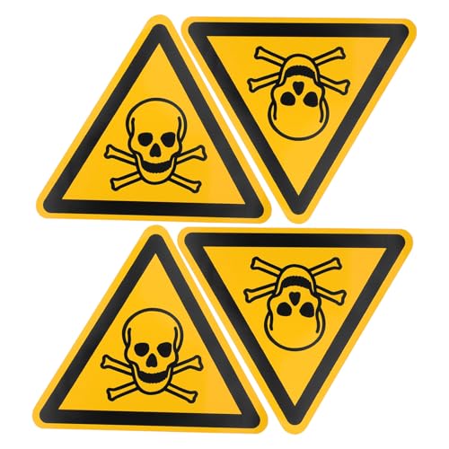 DIKACA 4 Stück Teiliges Warnaufkleber Vorsicht Vergiftung PVC Selbstklebend Deutlich Sichtbare Sicherheitshinweise Einsetzbar für Giftige Stoffe Einfach Anzubringen Große Warnschilder von DIKACA