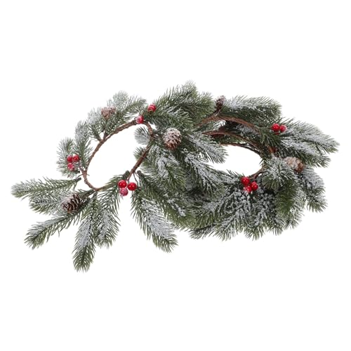 DIKACA 4 Stück Weihnachtskränze mit Adventskerzenring Künstlicher Tischkranz aus Kunststoff und Holz Dekorativer Kerzenhalter für Festliche Weihnachtsdekoration Innen und Außen von DIKACA