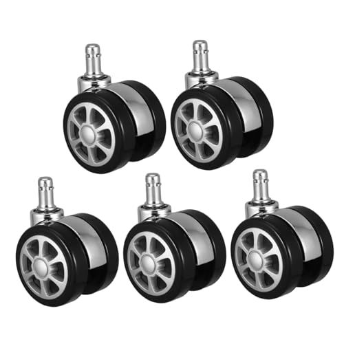DIKACA 5 Stück Bürostuhlrollen Swivel Stem Lenkrollen Geräuschlos Weich Rutschfest für Schreibtisch Gamingstühle Kratzfreie Ersatzrollen mit Drehfunktion von DIKACA