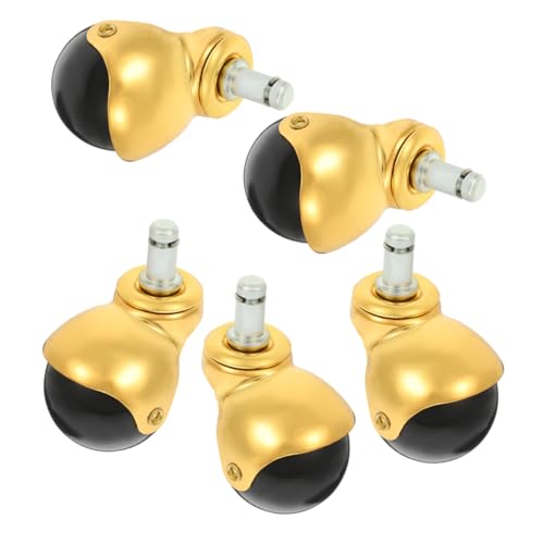 DIKACA 5 Stück Möbelrollen mit Gold Pp-rad Leise Drehbar für Bürostühle Schränke Geräte Verschleißfest Geräuscharm Einfache Montage Kompatibel mit Fliesen Teppichen von DIKACA