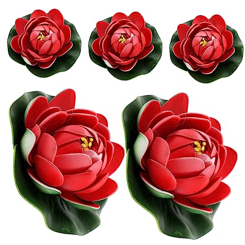 DIKACA 5 Stück Teiliges Künstliche Schwimmende Lotusblumen Dekoration Halbgeöffnete Weiße Rote Blüten Schaumstoffbasiert für Gartenteich Teichdeko und Aquarium DIKACA 5 Stück Teiliges Künstliche Schwimmende Lotusblumen Dekoration Halbgeöffnete Weiße Rote Blüten Schaumstoffbasiert für Gartenteich Teichdeko und Aquarium von DIKACA