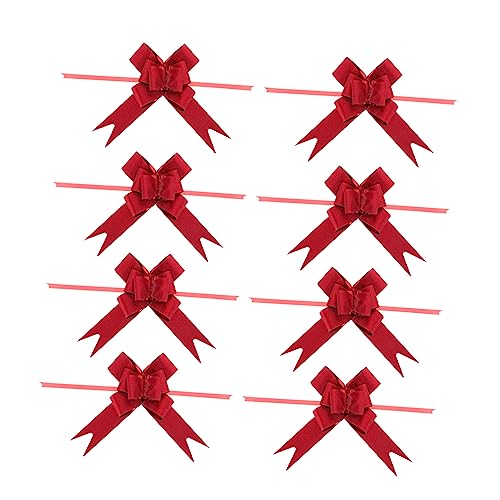 DIKACA 50 Stück Rote Zugschleifen mit Strap Langlebige Pull Bow Knoten Einfache Handhabung für Geschenkverpackung Partydeko DIY Festtagsdekoration von DIKACA