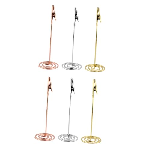 DIKACA 6 Stück Edelstahl Fotokarten Clips Stabile Tischkartenhalter für Notizen Memo und Namenskarten Modernes Design in Gold Roségold und Silber Vielseitige Büro und Wohnungsdekoration von DIKACA