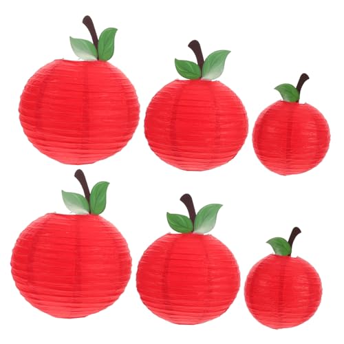 DIKACA 6 Stück Obst Party Laternen Dekore Laternen Obst Geburtstags Dekorationen Für Den Schulanfang Apfel Papierlaternen Apfel Klassenzimmer Party Papierlampe von DIKACA